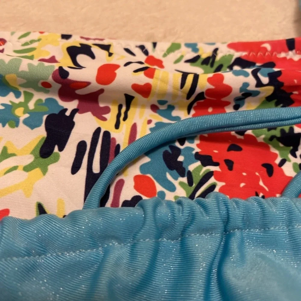 Blue and Floral Bikini Set
